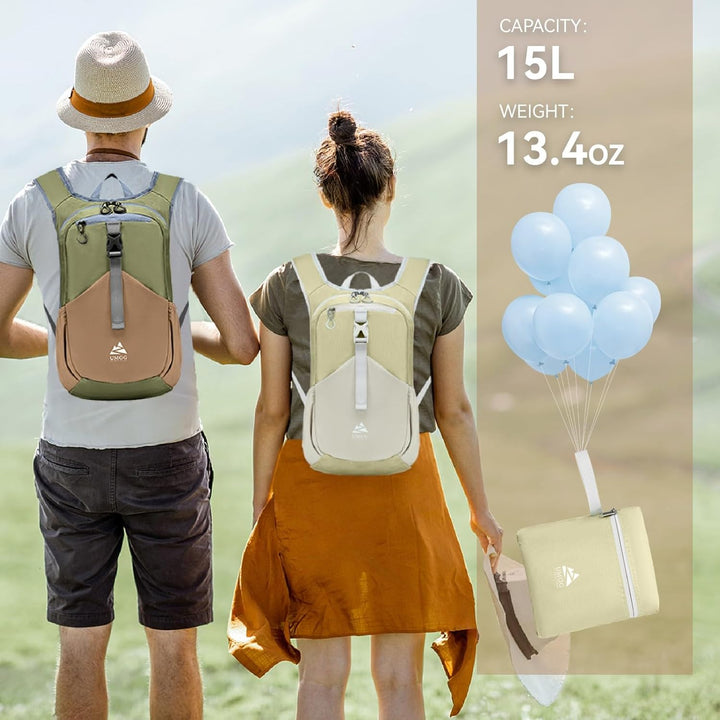 15L Wanderrucksack Kleiner Damen Herren Leichter Faltbarer Daypack Tagesrucksack Trekkingrucksack fü
