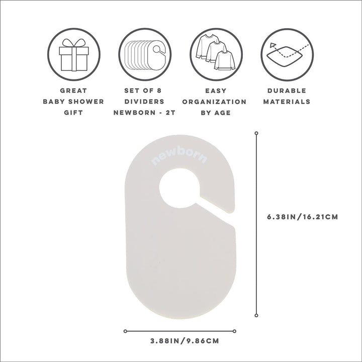 3 Sprouts Baby Schrank-Set, 15 Bügel und 8 Grössentrenner, Creme und Neutral Cremefarben und Neutral