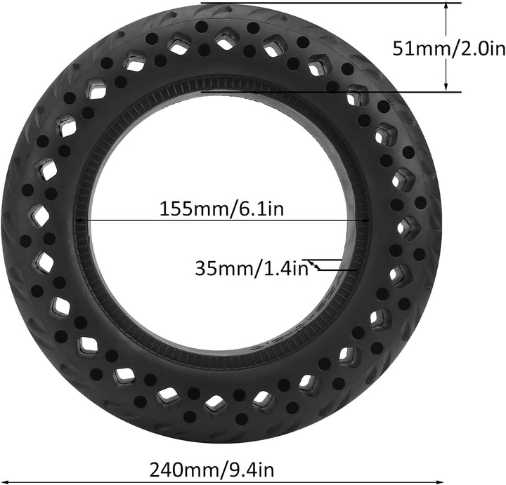 Ejoyous Elektroroller Vollgummireifen 10x2.0in, Verschleissfester Reifen für sicheres und rutschfest
