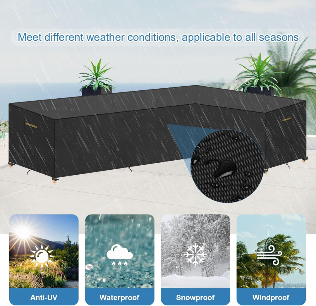 VANSHEIM Gartenmöbel Abdeckung L-Form Wasserdicht Lounge Abdeckung l-Form Schutzhülle Loungemöbel Wa