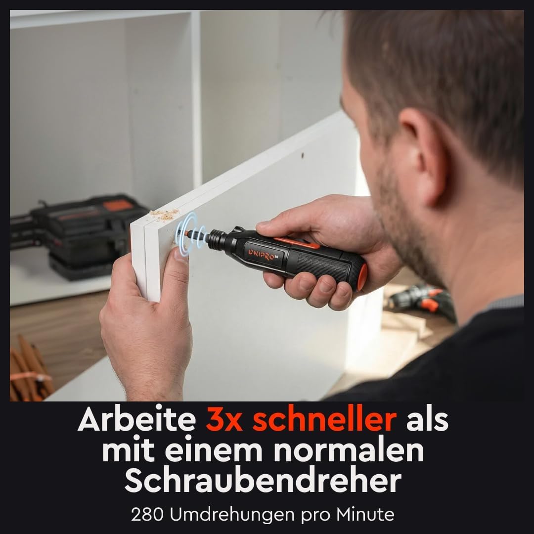 Elektroschrauber – Akku-Schrauberset – CSD-36X – Mini 3,6 V, LED, USB-C, 280 U/min – Koffer mit magn