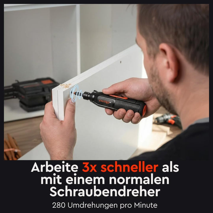 Elektroschrauber – Akku-Schrauberset – CSD-36X – Mini 3,6 V, LED, USB-C, 280 U/min – Koffer mit magn
