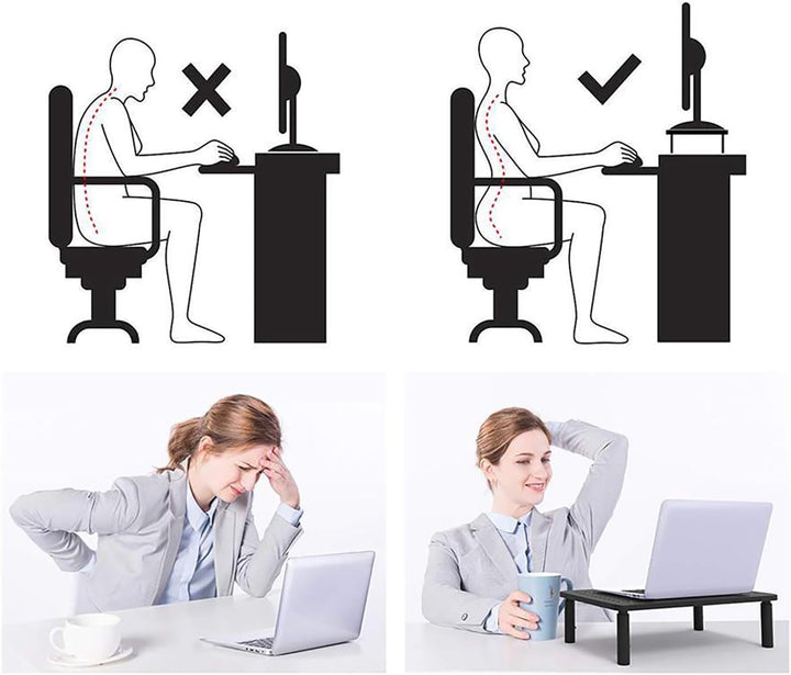 Maclean MC-946 Ergonomischer Monitor-/Laptop-Ständer mit Schublade, 13-32 Zoll Bildschirmgrösse, Höh