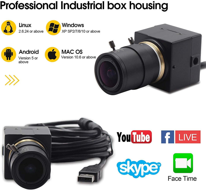 Svpro 2,0 Megapixel 2,8-12 mm Varioobjektiv USB Kamera 1080P Full HD 120fps / 60fps / 30fps USB Indu