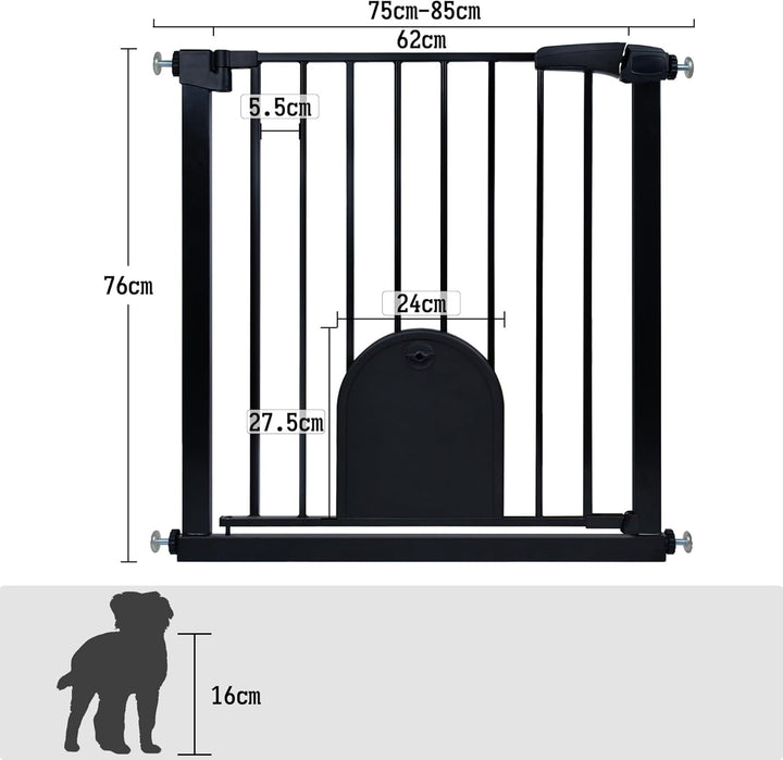 Aufun Treppenschutzgitter Türschutzgitter Kinder ohne Bohren, für 75-85 cm breit, Türgitter mit Druc