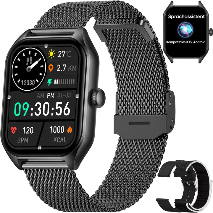 Dachma Uhr Damen Smartwatch telefonfunktion - Android smartwatch Damen mit Whatsapp Funktion 1.85" s