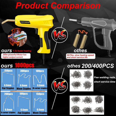 200W 2-in-1 Kunststoff Schweissen Maschine Auto Stossstange Reparatur Set mit 1000PCS Schweissnagel&