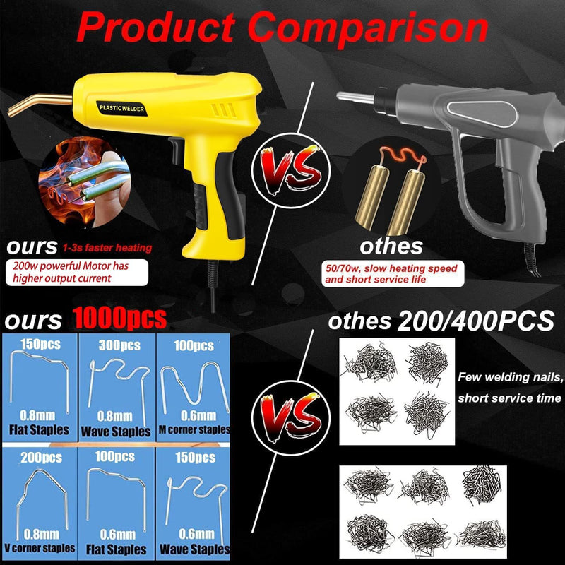 200W 2-in-1 Kunststoff Schweissen Maschine Auto Stossstange Reparatur Set mit 1000PCS Schweissnagel&