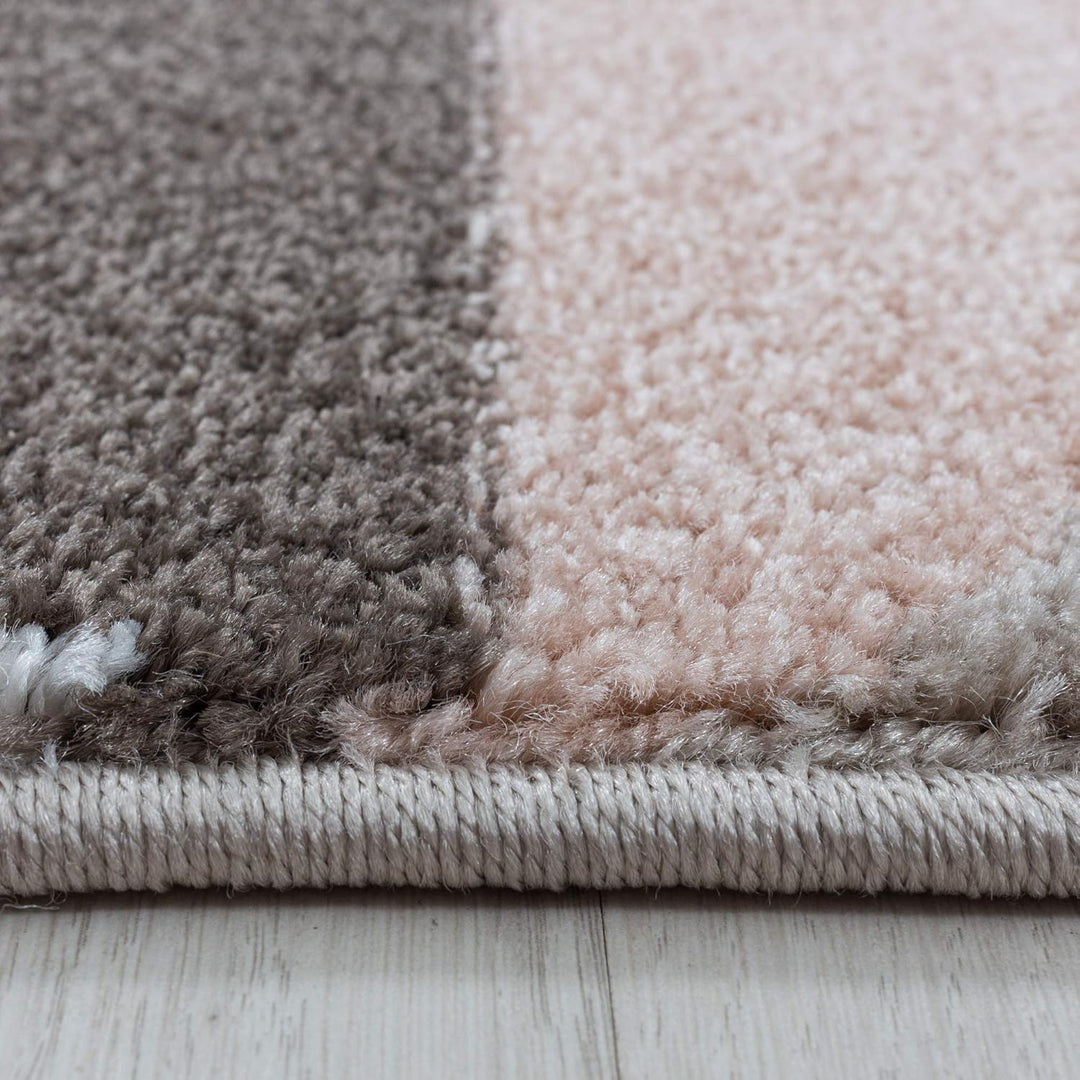Carpetsale24 Modern Designer Kurzflor Teppich, Geometrische Karo Design, Läufer Teppich, Braun - Bei