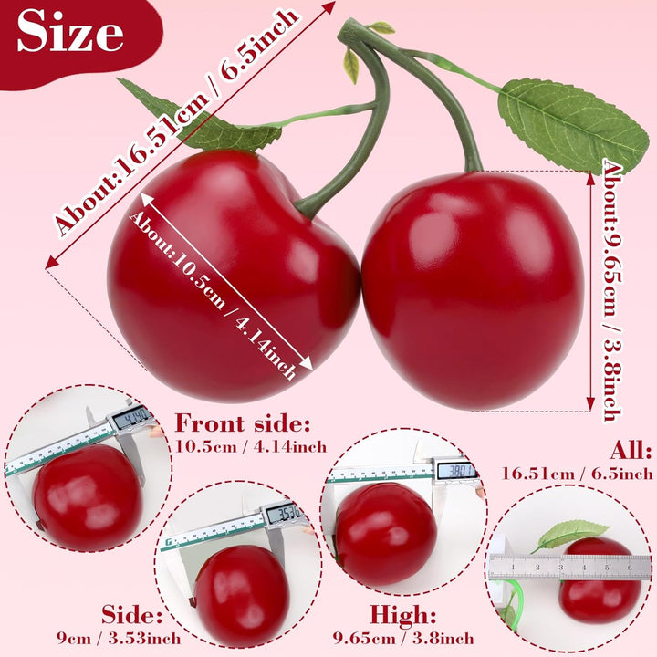 Woration 18,3 cm grosse, rote künstliche Kirsche, künstliche Früchte, Dekoration, Simulation, grosse