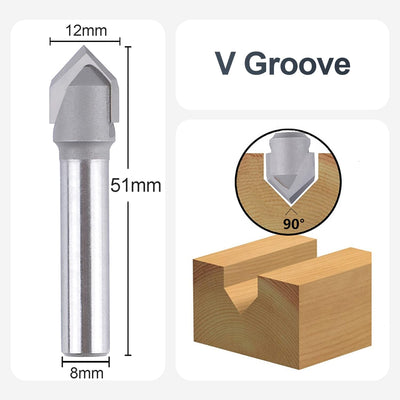 SpeTool Fasenfräser 8mm Schaft 90 Grad Gravierstichel V Nutfräser CNC Fräser Schaftfräser 12mm Schne