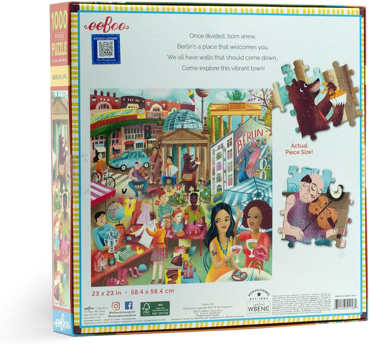 eeBoo PZTBRL Life Puzzle mit 1000 Teilen aus recyceltem Karton für Erwachsene, durch die Stadt Berli