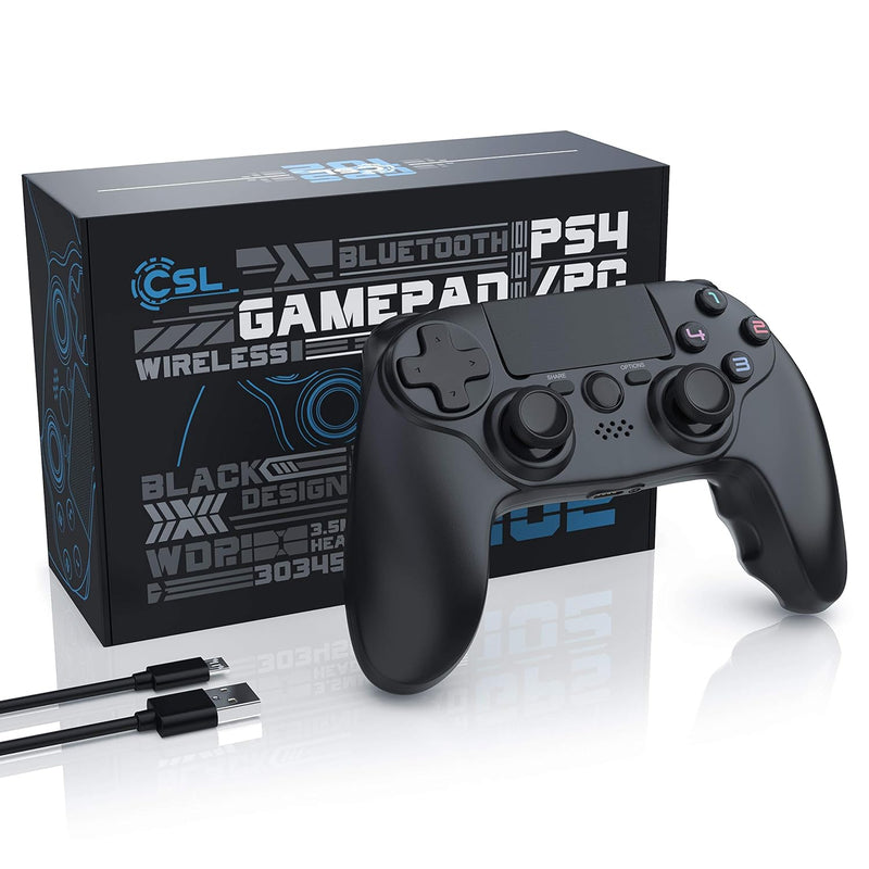 CSL - Wireless Gamepad für PS4 PS4 Pro PS4 Slim - Controller mit Dual Vibration - 3,5 mm Headset Aus