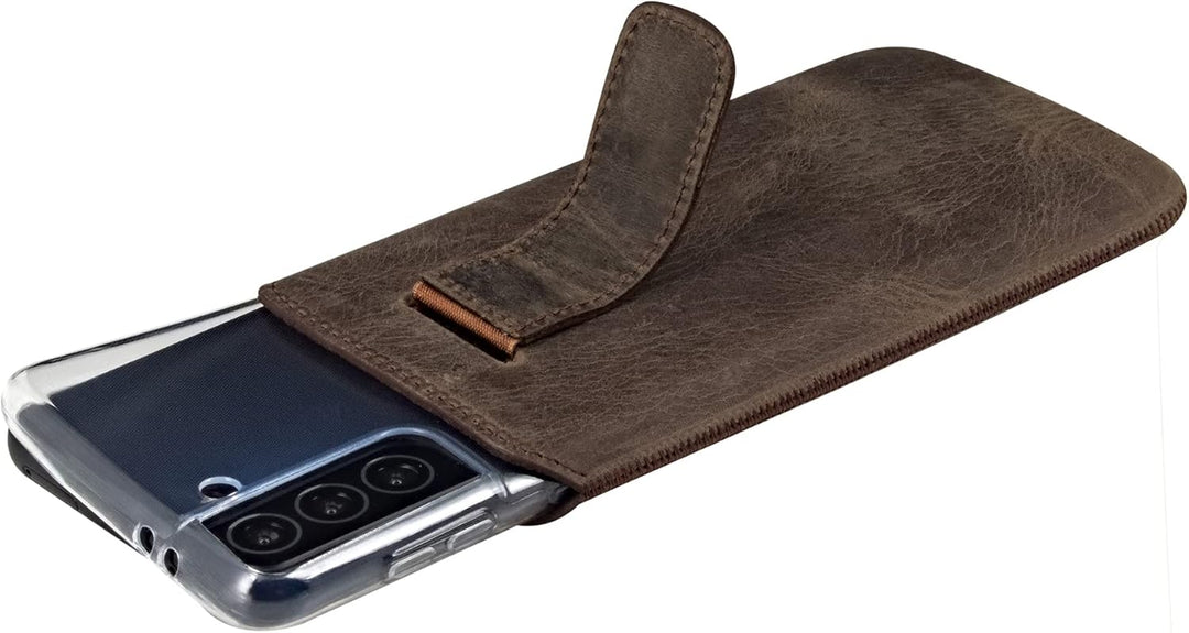 Suncase ECHT Ledertasche Leder Etui kompatibel mit Samsung Galaxy S25 FE Hülle Innenmasse: ca. 166 x