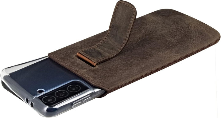 Suncase ECHT Ledertasche Leder Etui kompatibel mit Samsung Galaxy S25 FE Hülle Innenmasse: ca. 166 x