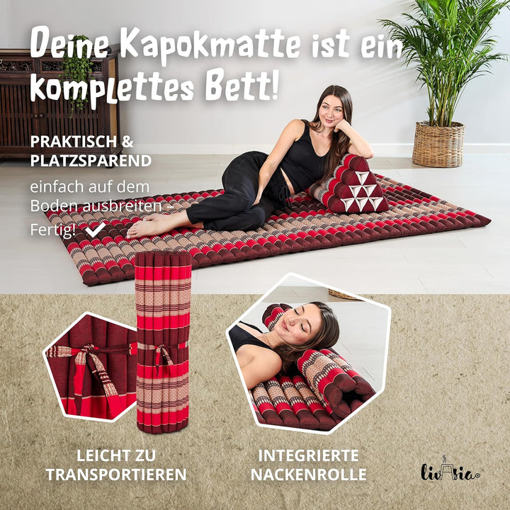 livasia Rollmatte Rollmatratze L-200x110x4,5cm, Gästebett Gästematratze 1 Person, Reisebett Kofferra