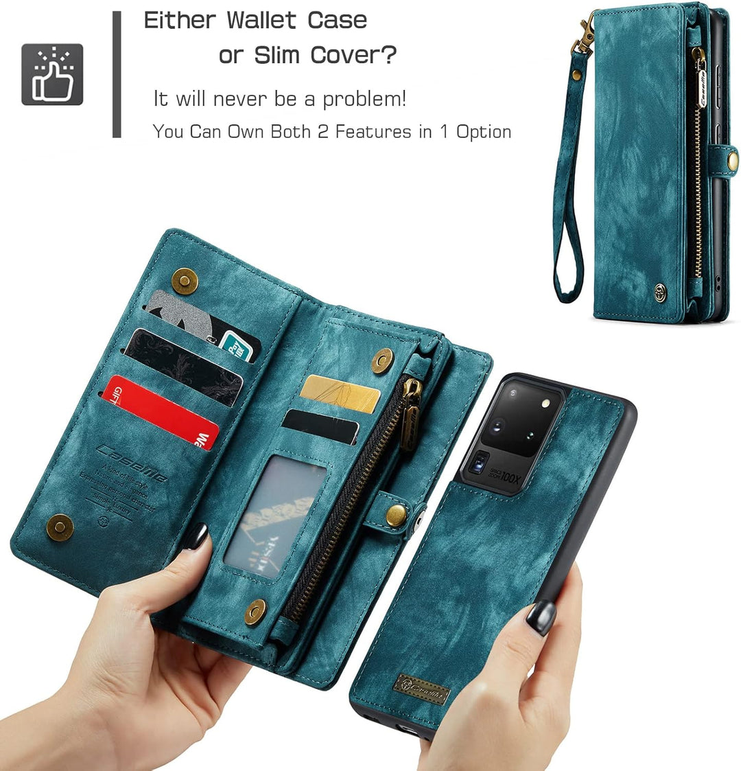 für Galaxy S20 Ultra Hülle, Stossfest Kartenfach Magnetisch Abnehmbare Tasche Handyhülle für Samsung
