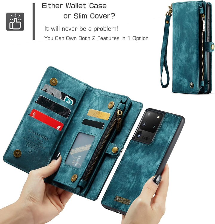 für Galaxy S20 Ultra Hülle, Stossfest Kartenfach Magnetisch Abnehmbare Tasche Handyhülle für Samsung