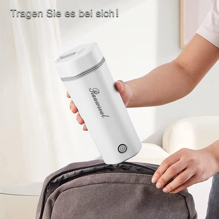Rauwseul Reise-Elektrisch-Wasserkocher, 450 ml tragbarer Mini-Heizbecher, 3 in 1 Mini-Thermoskanne 3