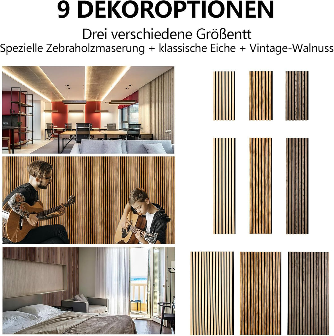 2 Holz-Schallwandpaneele, 120 * 60cm Holzlatten-Akustikpaneele Schallabsorbierend, Lärmdämpfende Pan