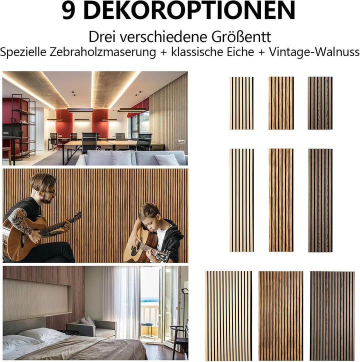 2 Holz-Schallwandpaneele, 120 * 60cm Holzlatten-Akustikpaneele Schallabsorbierend, Lärmdämpfende Pan