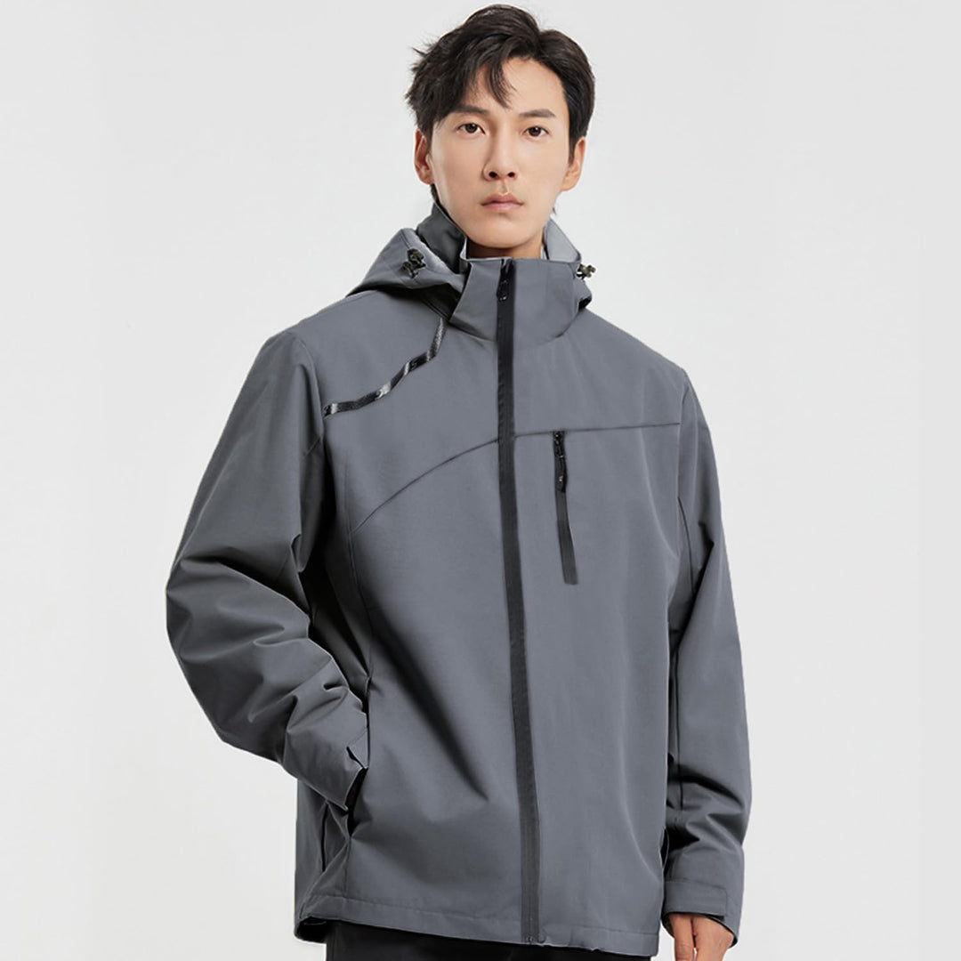 SUKUTU Herren Outdoor wasserdichte Kapuzen-Sportjacke Leichte Wanderjacke Bergjacke Softshell Herbst
