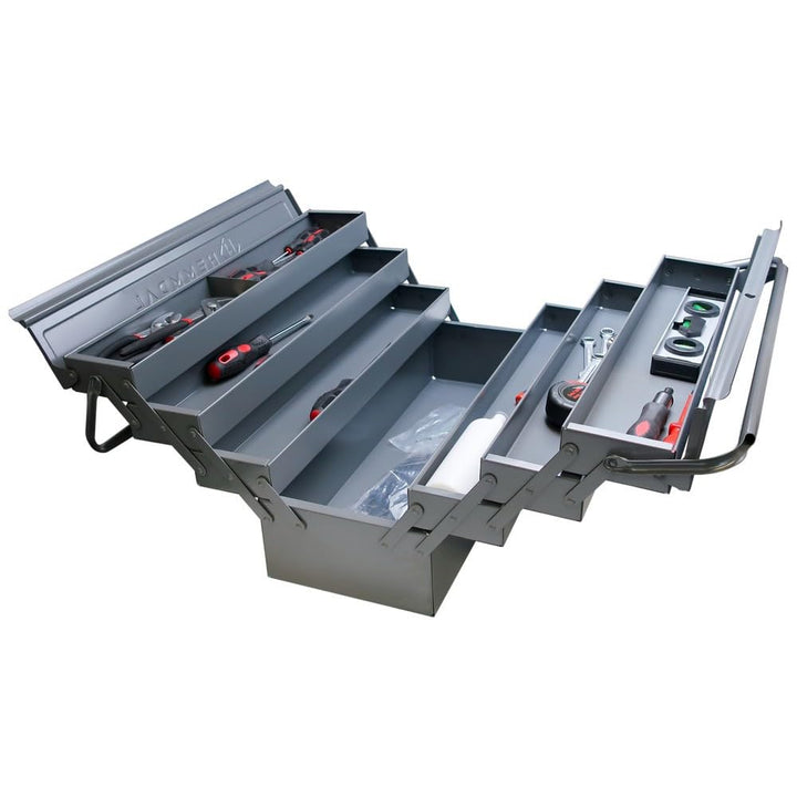 HEMMDAL Werkzeugkasten leer | 6 aufklappbaren Fächern | HxBxT 56 x 22 x 26,5 cm | mit Doppelgriff |