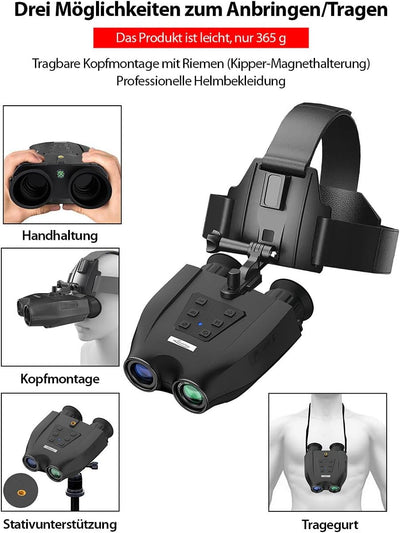 Zavarius Nachtsichtgerät: Nachtsichtbrille/-gerät mit Kopfhalterung, 2,5K-UHD-Cam, 6X Opt. Zoom (Nac