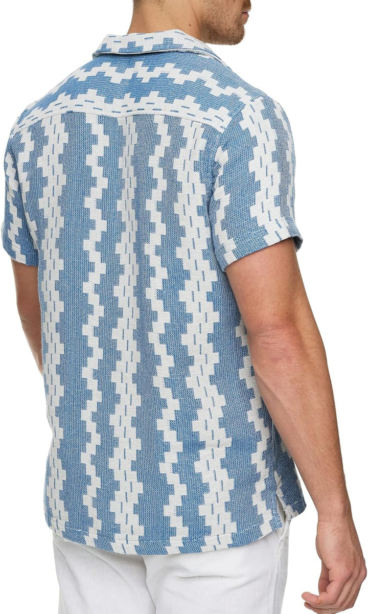 Indicode Herren INCosby Kurzarmhemd mit Button-Down-Kragen | Herrenhemd gestreift Kurzarm Hemd M Bla
