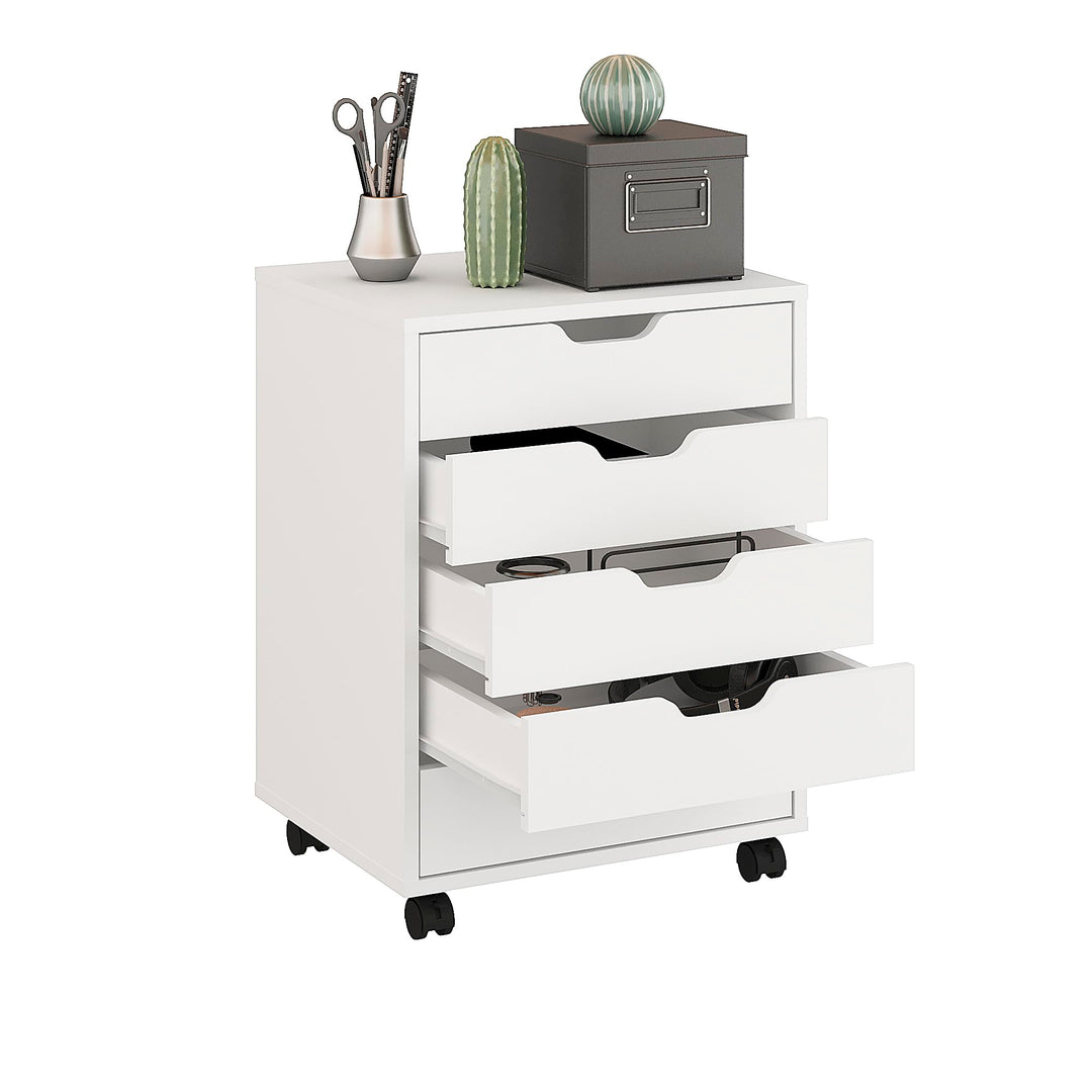 KOMTO Rollcontainer mit 5 Schubladen Weiss – Schubladenschrank, Büro Kommode, Rollschrank, Aktenschr