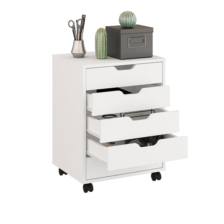 KOMTO Rollcontainer mit 5 Schubladen Weiss – Schubladenschrank, Büro Kommode, Rollschrank, Aktenschr