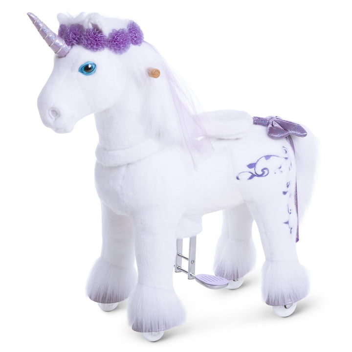 PonyCycle Einhorn Reitspielzeug, für Kinder 4–7 Jahre, 89cm Hoch, Einhorn auf Rollen mit Handbremse,