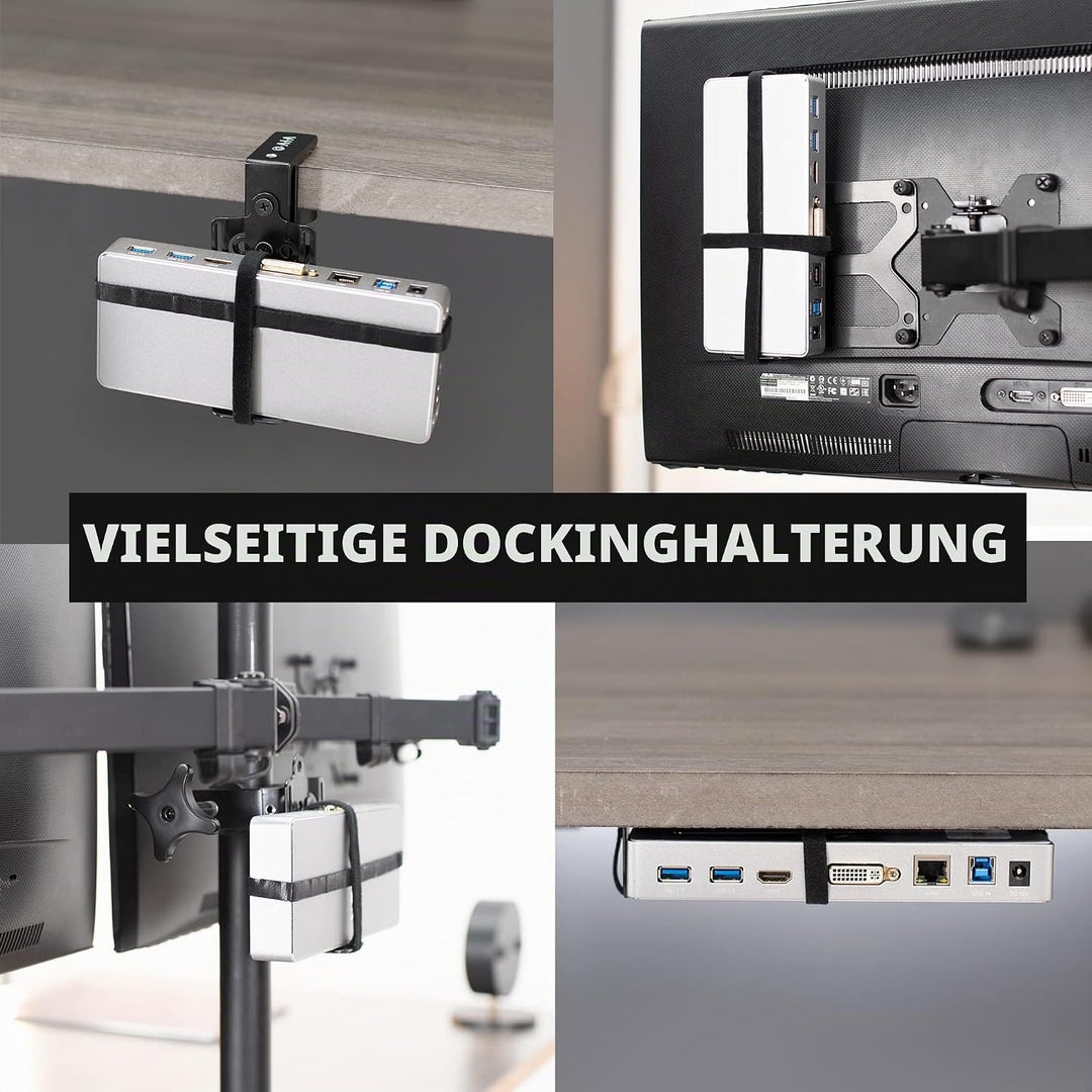 VIVO Universal-Dockingstation-Halterung für Workstation, hinter dem Monitor VESA-Montage, unter dem