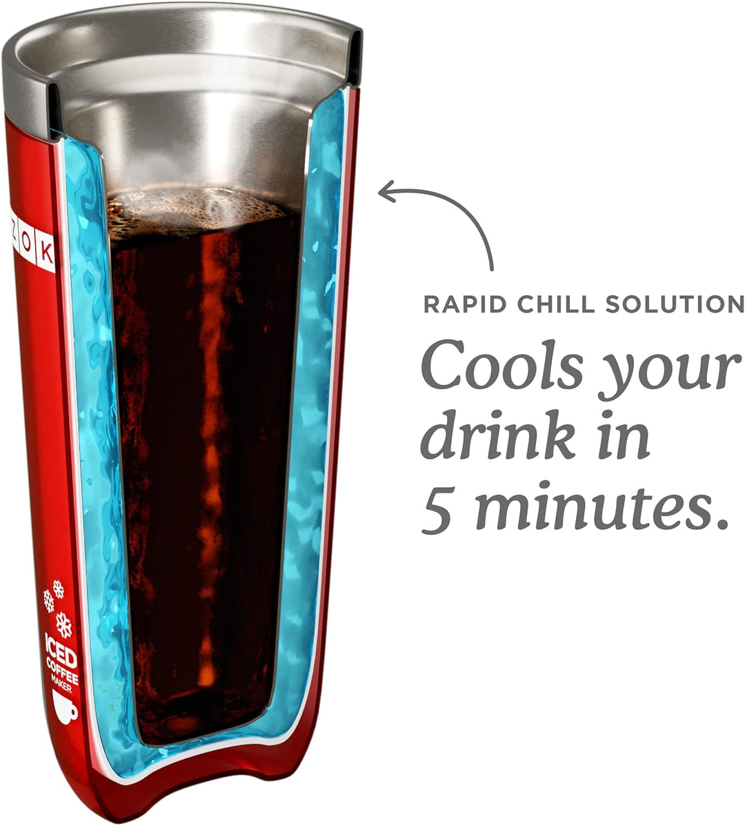 ZOKU Iced Coffee Maker, Eiskaffee, Maker, Eiskaffeezubereiter, Rot, 325 ml, ZK121-RD, Rot