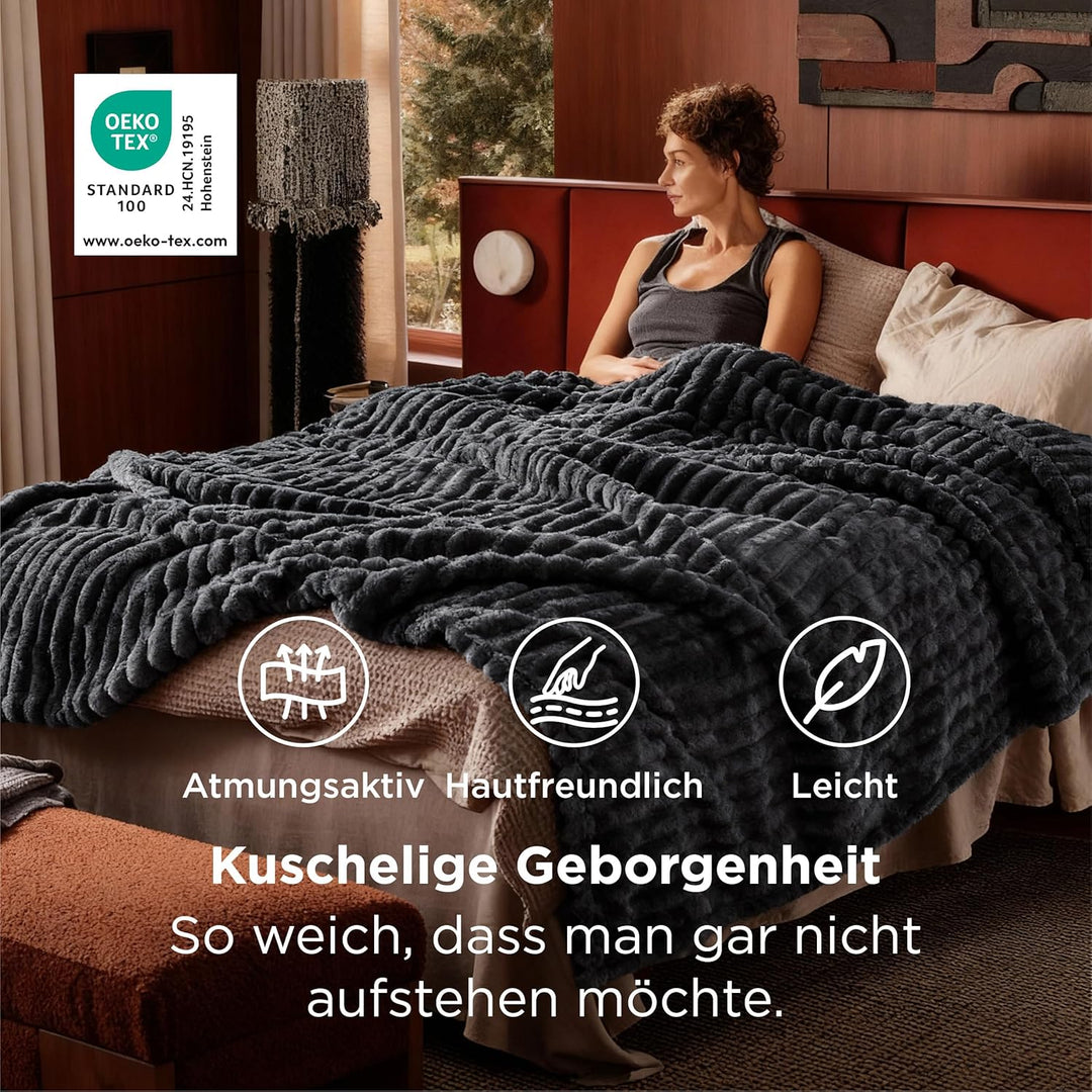 Bedsure Kuscheldecke Flauschig Decke Fleecedecke – Weiche Warme Grobe Korddecke Gemütlicher Sofadeck
