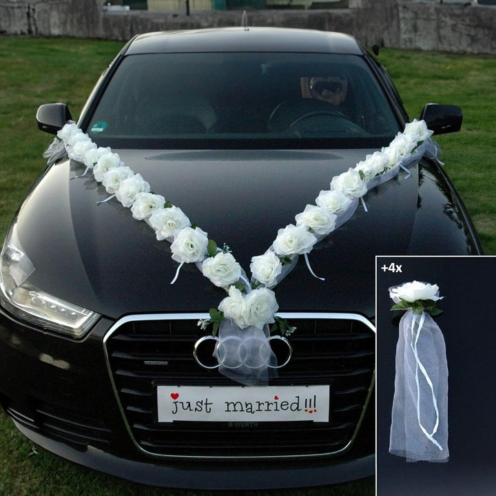 Rosen Girlande Braut Paar Rose Deko Dekoration Autoschmuck Hochzeit Car Auto Wedding ®Auto-schmuck D