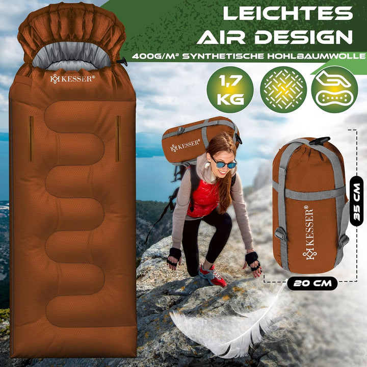 KESSER® Schlafsack Outdoor | Deckenschlafsack 3-4 Jahreszeiten | Camping-Sleeping-Bag für Erwachsene