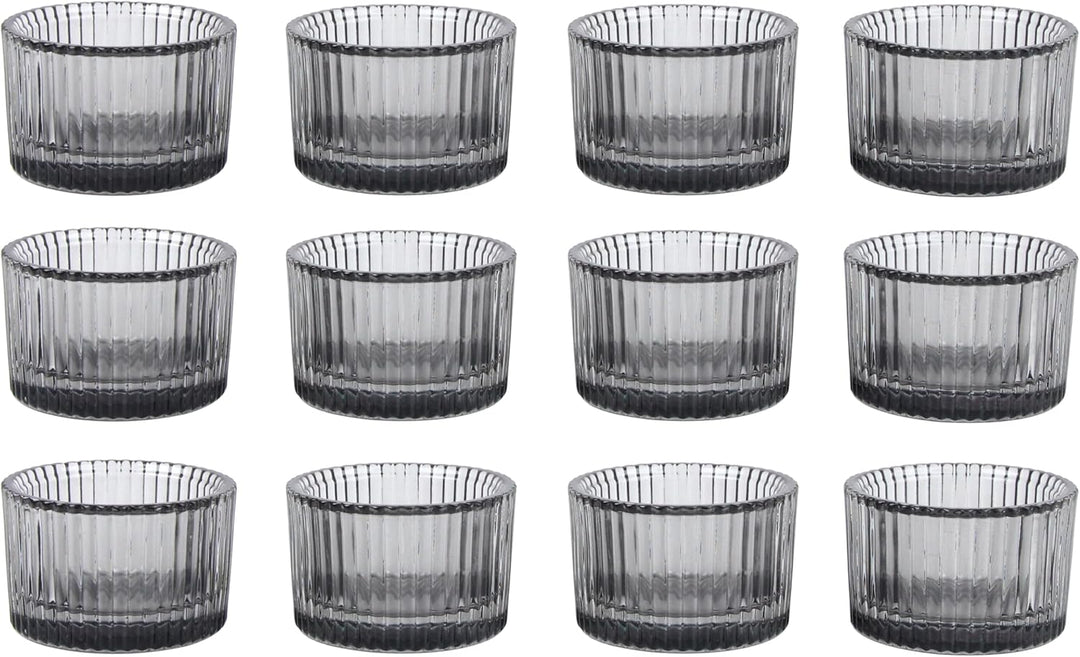 HofferRuffer 12er-Set Teelichthalter, Kerzenhalter aus Glas für Teelichter, Votivkerzenhalter für Ho