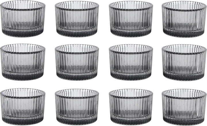 HofferRuffer 12er-Set Teelichthalter, Kerzenhalter aus Glas für Teelichter, Votivkerzenhalter für Ho
