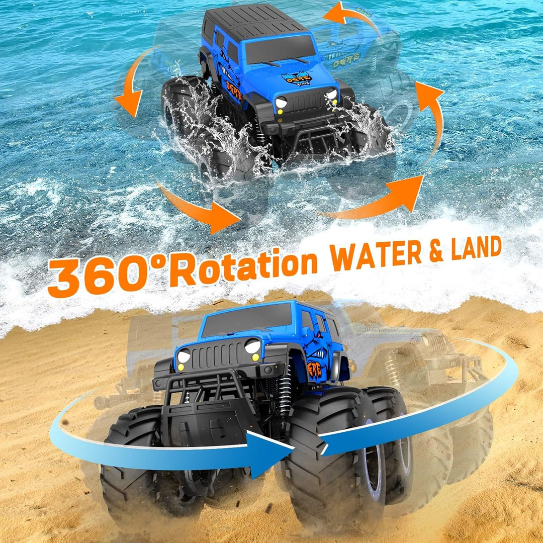Gindoly 2,4 GHz Ferngesteuertes Spielzeugauto Monstertruck, 4WD 15+ km/h Hobby Offroad RC Auto, Wass