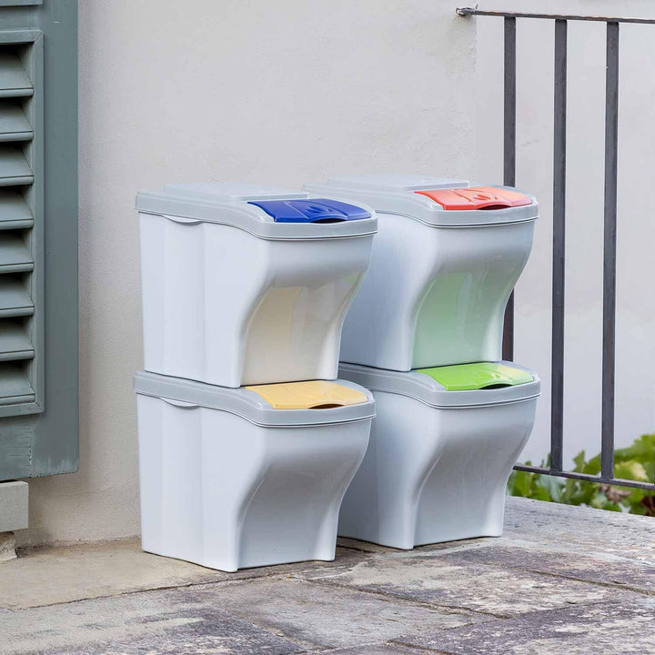 bama Mülleimer 4er-Set für Abfalltrennung - 20 Liter, Multiple Farben - Umweltfreundlich, Poker Seri