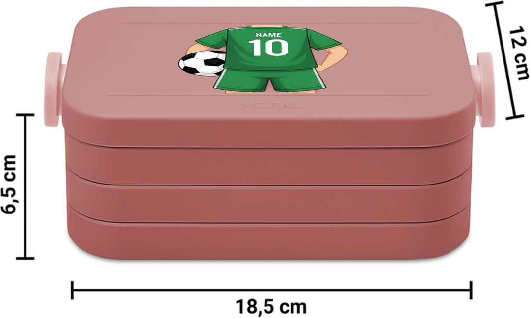 printplanet® Personalisierbare Brotdose „Layout Trikot Grün“ – Lunchbox/Bento Box von Mepal – mit ei