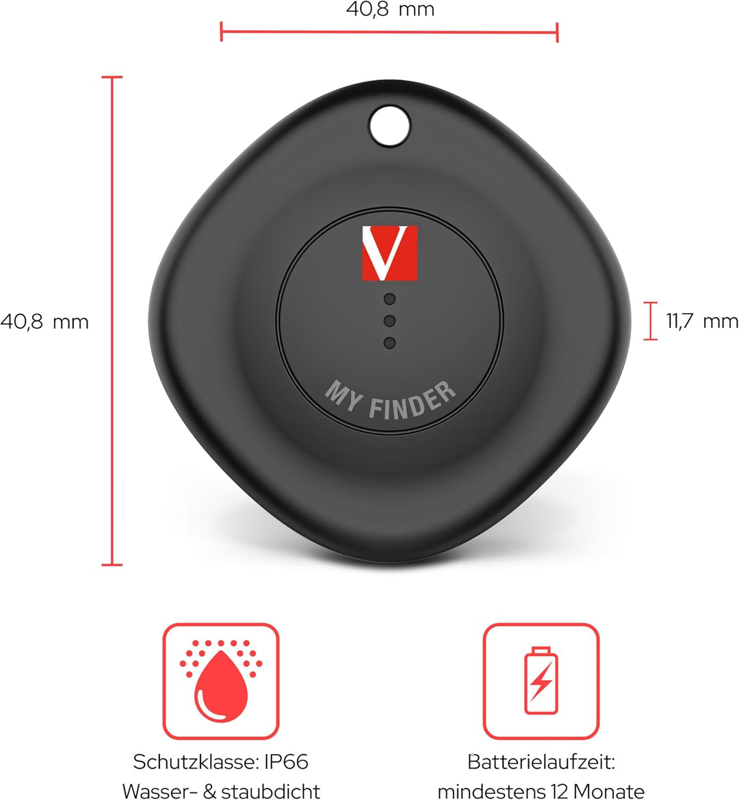 Verbatim My Finder 2er Set, Bluetooth Tracker für Schlüssel, Rucksack, Koffer, Geldbörse und Co, kom
