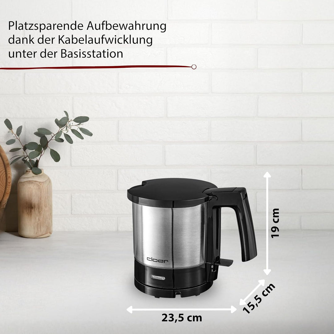Cloer 4720 Wasserkocher, 2000 W, innen liegende Füllmengenmarkierung, Trockengeh- und Überhitzungssc