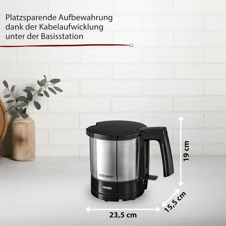 Cloer 4720 Wasserkocher, 2000 W, innen liegende Füllmengenmarkierung, Trockengeh- und Überhitzungssc