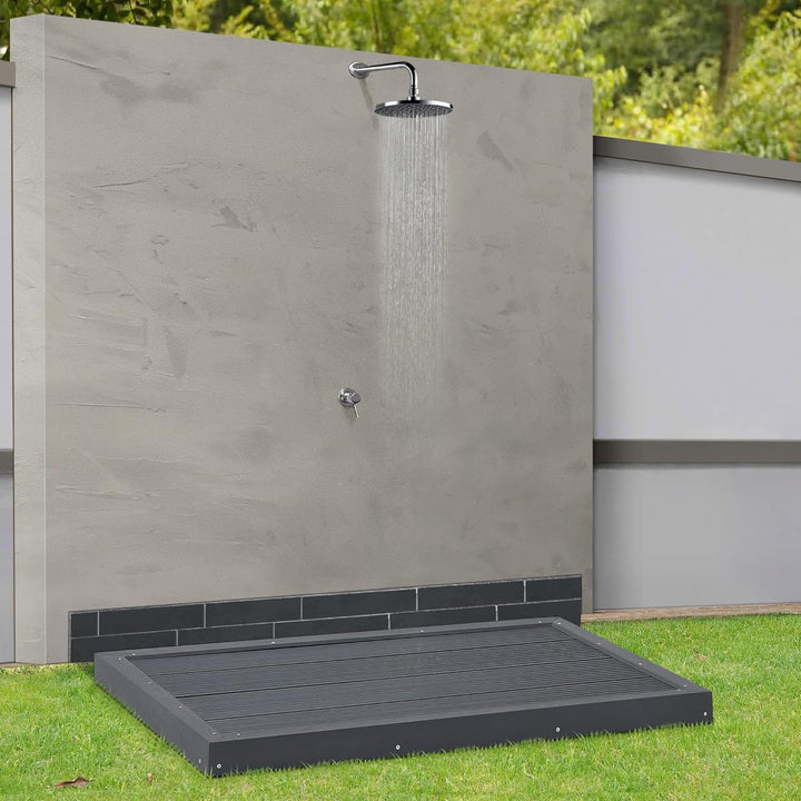 [en.casa] WPC Bodenplatte Nürtingen für Solardusche 101 x 63 x 6 cm Bodenelement für Gartendusche ru
