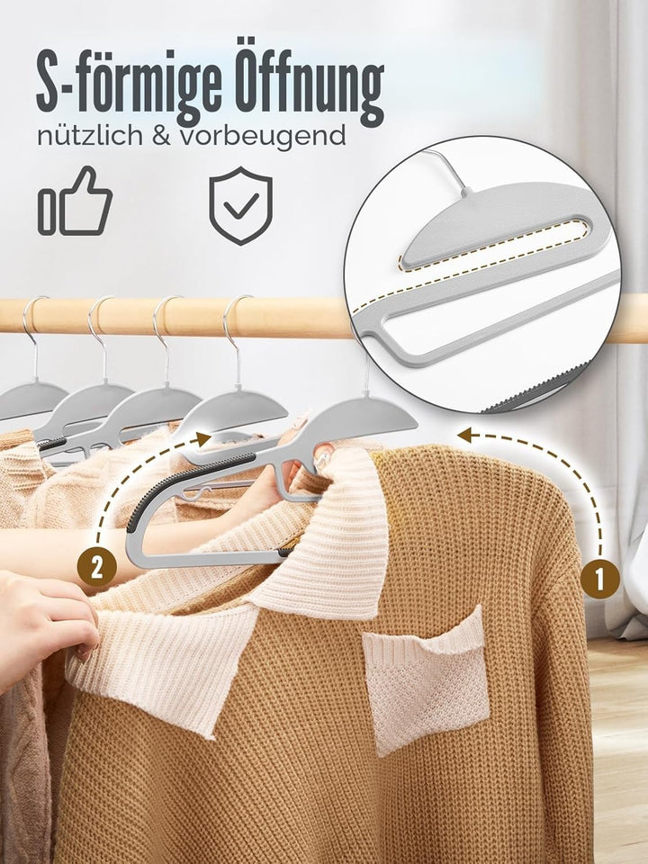 HOUSE DAY Kleiderbügel Kunststoff 50 Stück - rutschfeste Kleiderbügel | Platzsparend Kunststoff Stra
