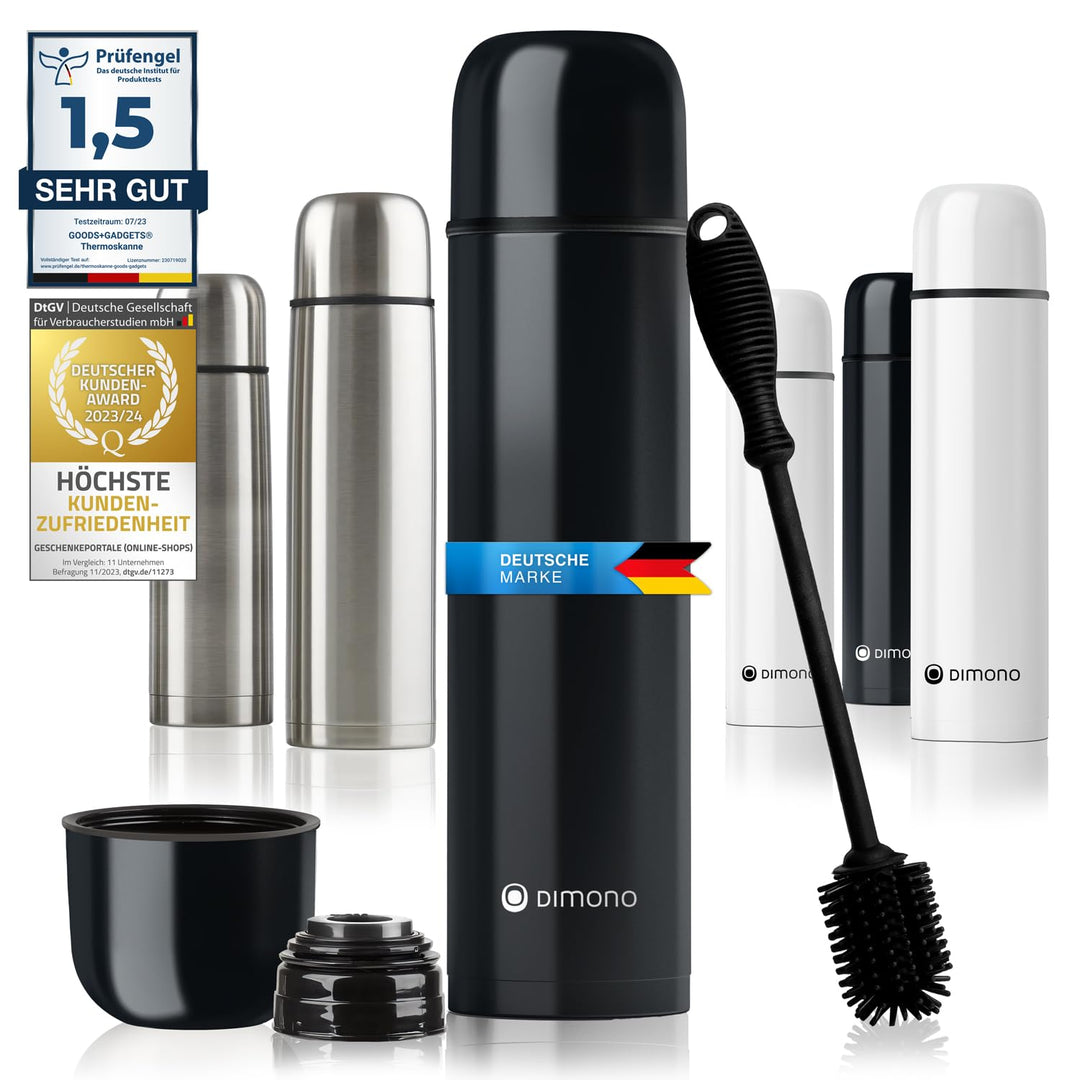 Edelstahl Thermosflasche mit Becher & Bürste; Thermoskanne Doppelwandige Isolierkanne; Auslaufsicher