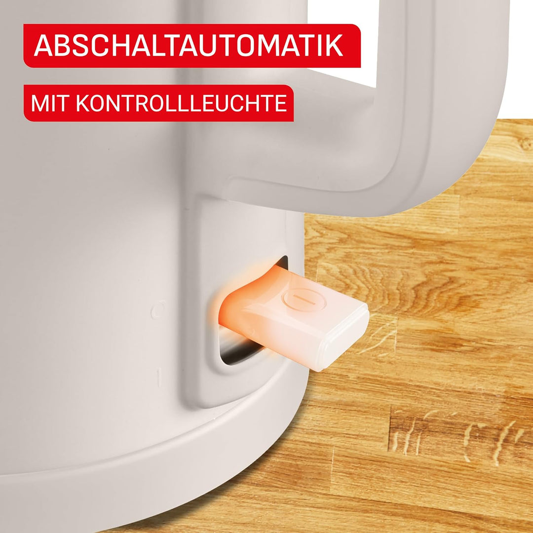 Tefal ThermoProtect Elektrischer Wasserkocher, Safe to Touch, 1500 W, Hellgrau und Innenseite aus Ed