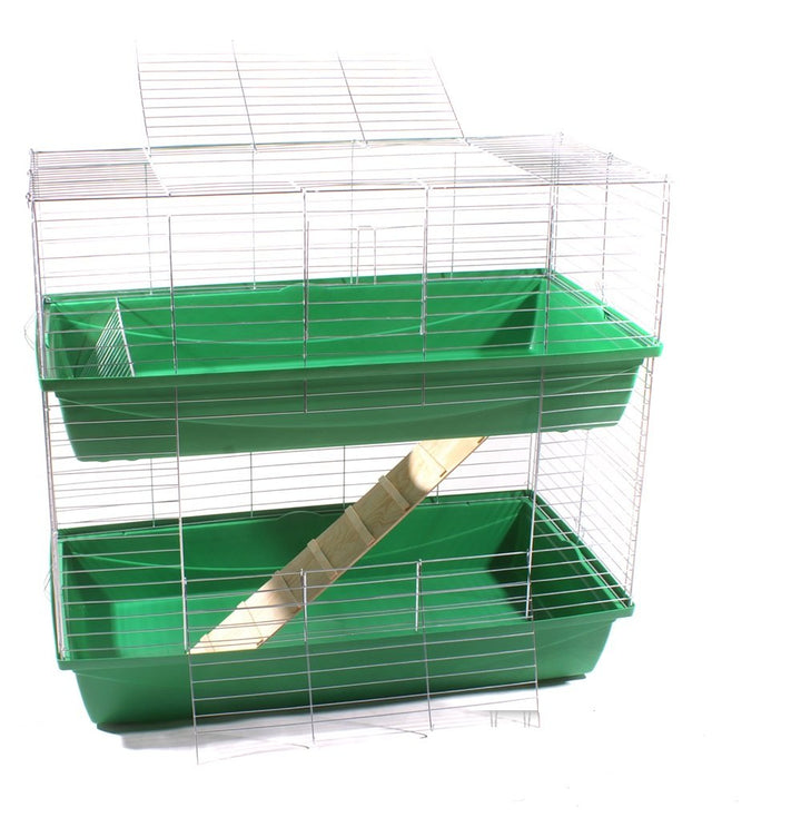 Hasenkäfig Kaninchen Meerschweinchen Nagerkäfig Kleintier 2 Ebenen 1m Doppel grün